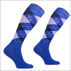 Junior Argyle Cotton Socks with Lurex - Royal