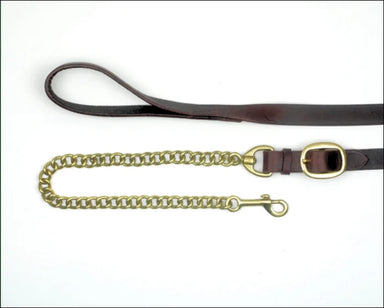 Mackeys Classic Leather Lead with Chain - Black
