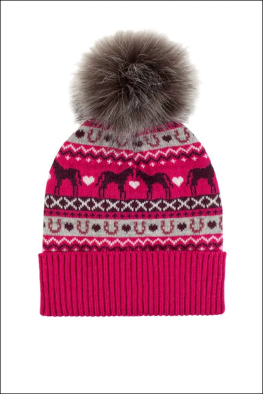 Malmo Adults Fairisle Pom Hat - Pink