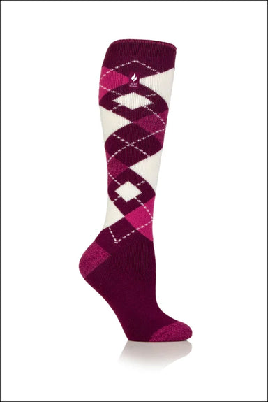 Melton Argyle Heat Holders Long Socks - Deep Fuchsia