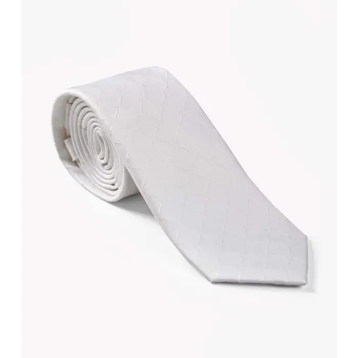 Mens 100% Silk Hand Made Tie - White
