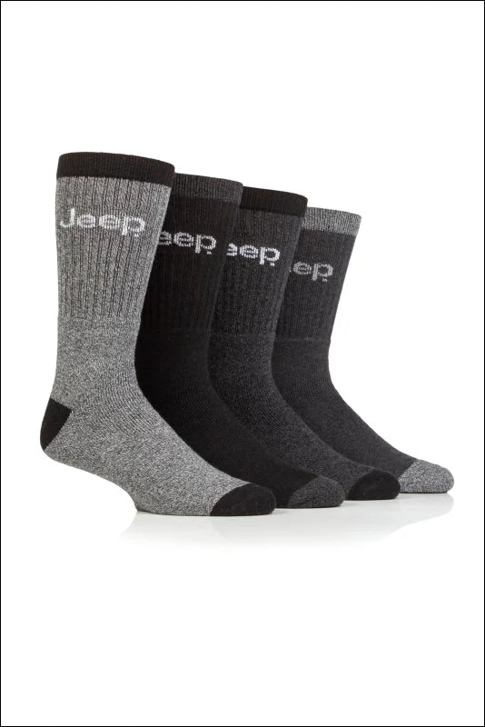 Mens Jeep Socks 4 pack - Black