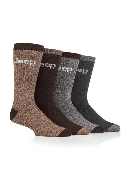Mens Jeep Socks 4 pack - Brown