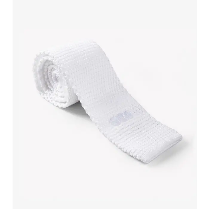 Mens Knitted Tie - White