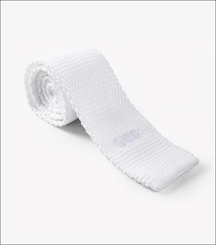 Mens Knitted Tie - White