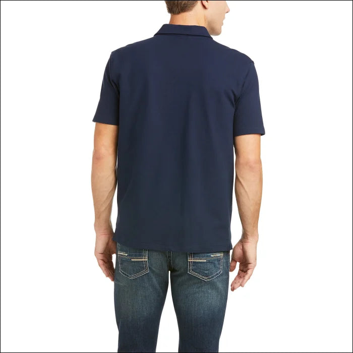 Ariat Mens Medal Short Sleeve Polo - Navy