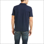 Ariat Mens Medal Short Sleeve Polo - Navy