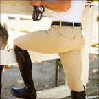 Mens Tri Factor Grip Knee Patch Breeches - Tan