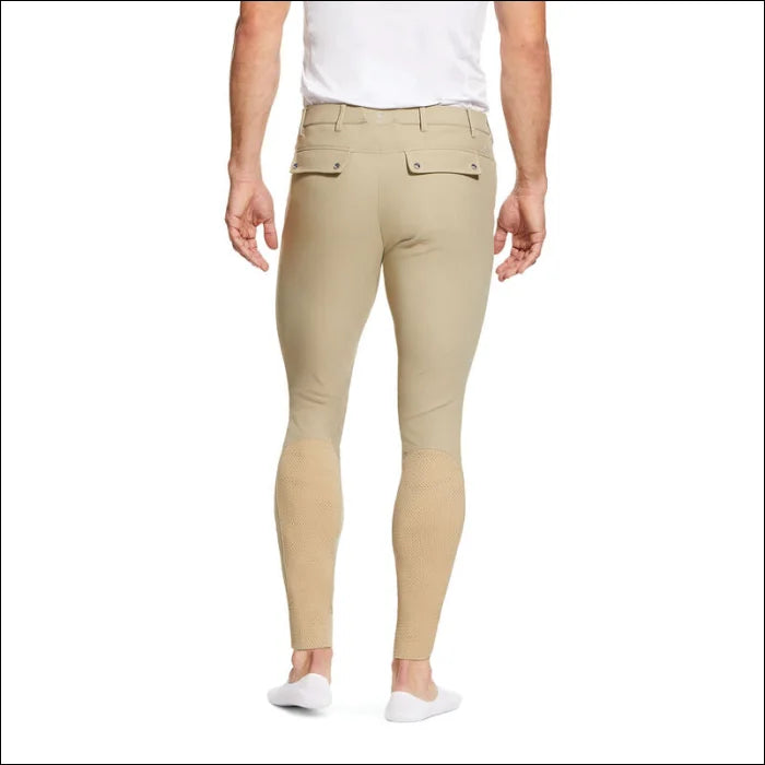 Mens Tri Factor Grip Knee Patch Breeches - Tan