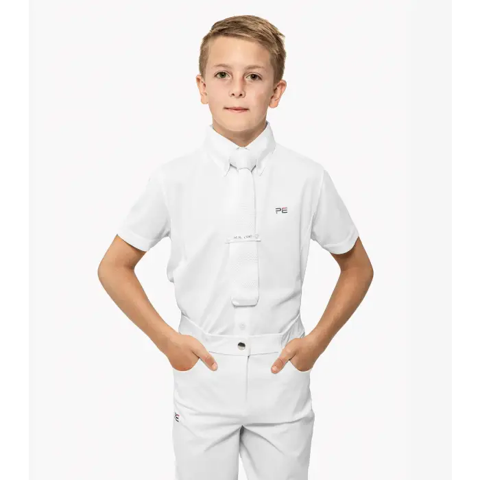 Mini Antonio Boys Short Sleeve Tie Shirt - White