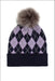 Norden Adults Argyle Pom Hat - Navy