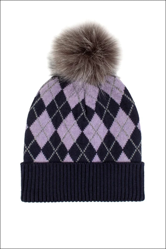 Norden Adults Argyle Pom Hat - Navy