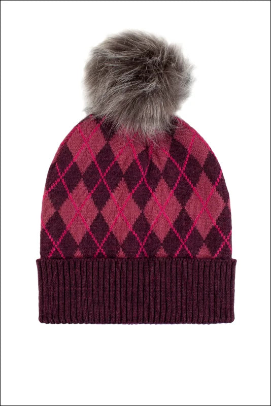 Norden Adults Argyle Pom Hat - Pink