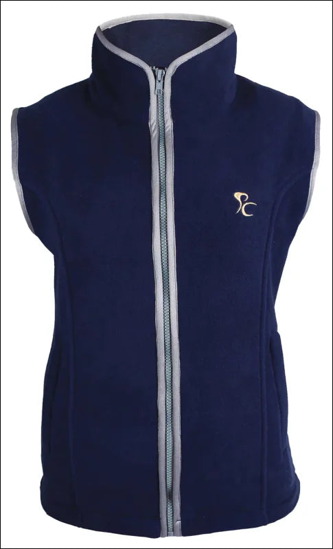 PC Racewear Paddock Fleece Gilet with Grey Trim - Navy