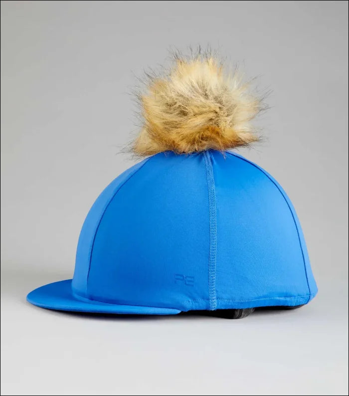 PE Jersey Hat Silk with Faux Fur Pom Wine - Blue