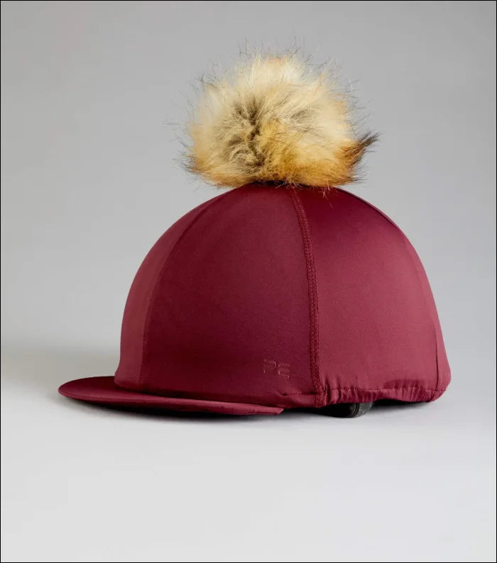 PE Jersey Hat Silk with Faux Fur Pom Wine - Burgundy