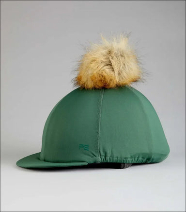 PE Jersey Hat Silk with Faux Fur Pom Wine - Green