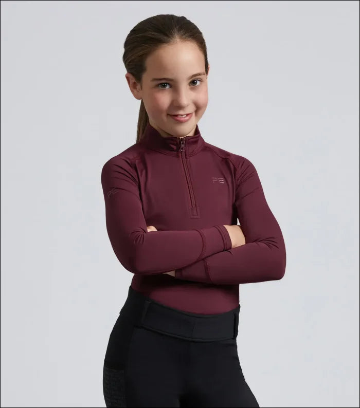 PE Junior Ombretta Technical Riding Top - Burgundy / 5-6