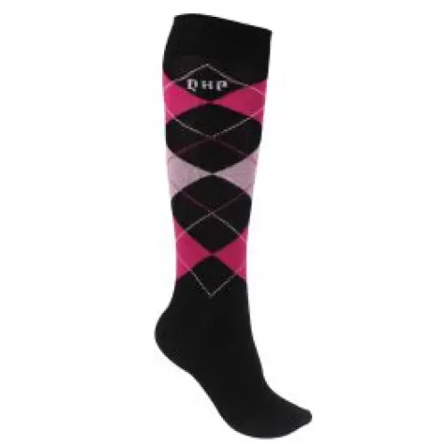 QHP Check Socks - Hot Pink
