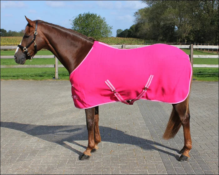 QHP Fleece Colour Rug with Cross Surcingles - 155cm