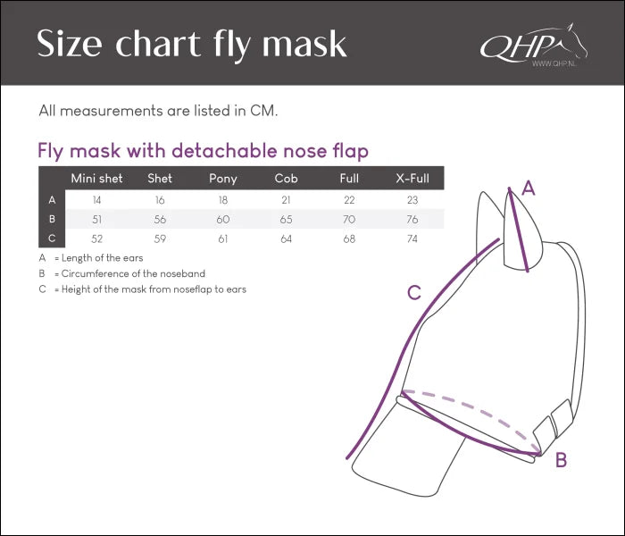 QHP Fly Mask with Detachable Nose - Black