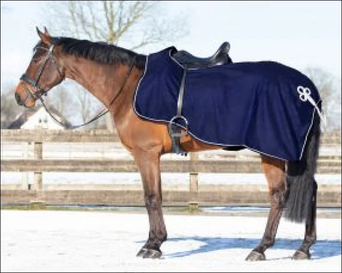 QHP Ornamental Exercise Fleece Rug - SMALL / Navy