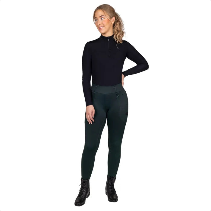 QHP Womens Avelie Full Grip Riding Tights - Jungle Green