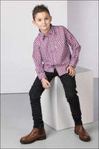 Rydale Junior Country Check Shirts Richmond Red/Navy