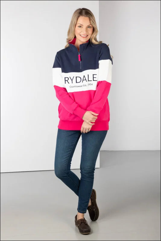 Rydale Ladies Byland Sweatshirts Navy/White/Bonbon