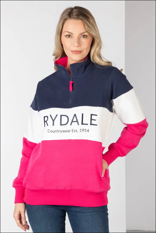 Rydale Ladies Byland Sweatshirts Navy/White/Bonbon