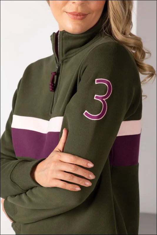 Rydale Ladies Stripe Sweatshirt Bramham Olive