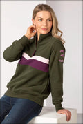 Rydale Ladies Stripe Sweatshirt Bramham Olive