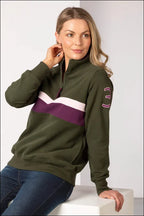 Rydale Ladies Stripe Sweatshirt Bramham Olive
