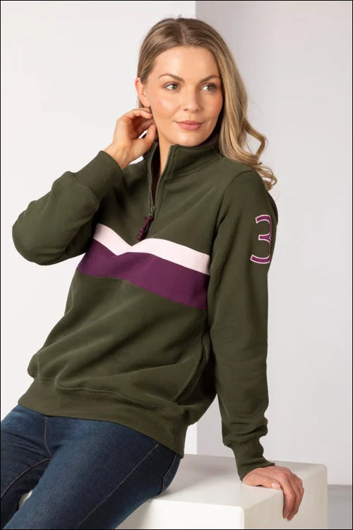 Rydale Ladies Stripe Sweatshirt Bramham Olive