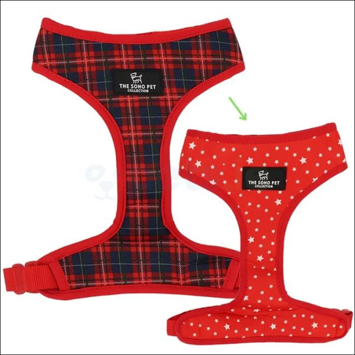 Soho Reversible Dog Harness - XS / Tartan-Stars