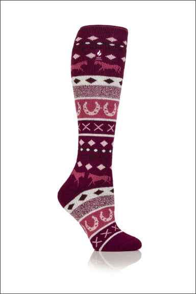 Southwell Fairisle Heat Holders Long Deep Fuchsia Socks