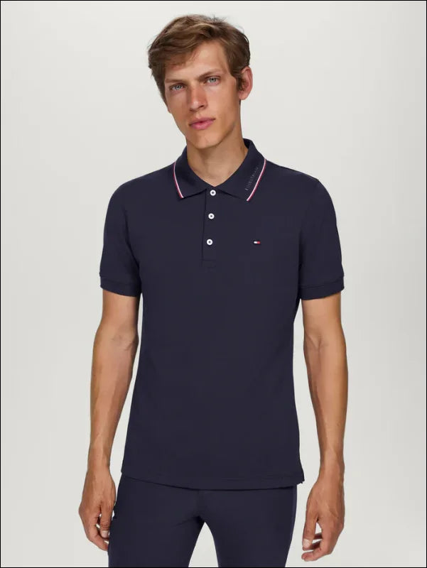 Tommy Hilfiger Mens Harrison Pique Polo - Desert Sky