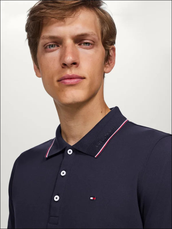 Tommy Hilfiger Mens Harrison Pique Polo - Desert Sky