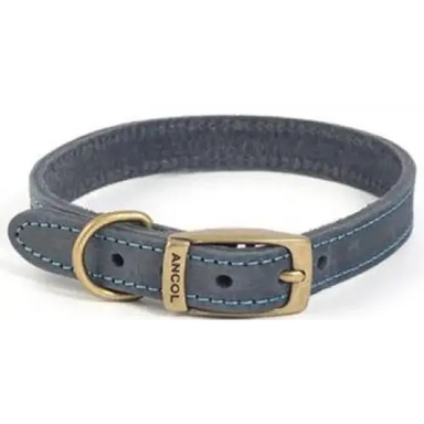 Timberwolf Leather Dog Collar - 16 / Blue