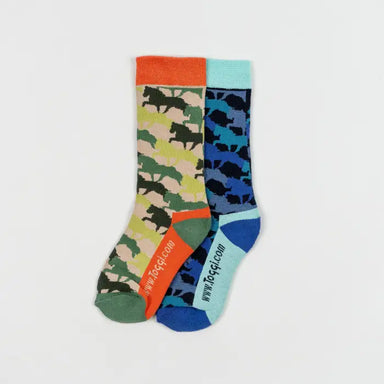 Toggi Child Horse Pattern 2pk Socks - Green/Blue 10-3