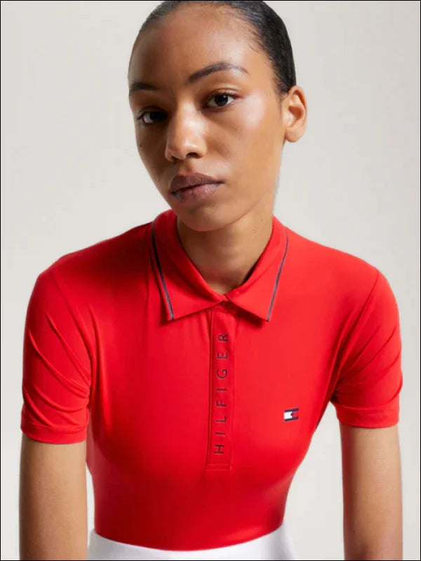 Tommy Hilfiger Womens Harlem Short Sleeve Logo Polo Shirt