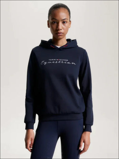 Tommy Hilfiger Womens Metallic Logo Graphic Hoodie - Desert