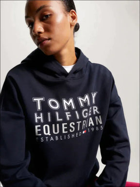 Tommy Hilfiger Womens Paris Oversized Studded Logo Hoodie