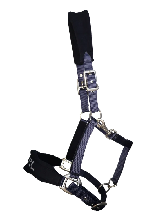 TRI Equestrian Fleece/Nylon Headcollar Navy/Silver