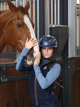 TRI Equestrian Ladies Fleece Gilet with Logo - Navy