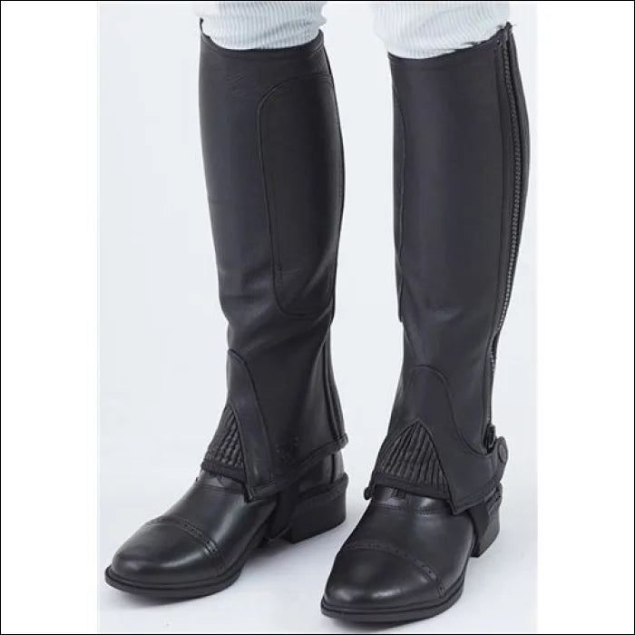 Turfmasters Full Grain Leather Half Chaps - Black