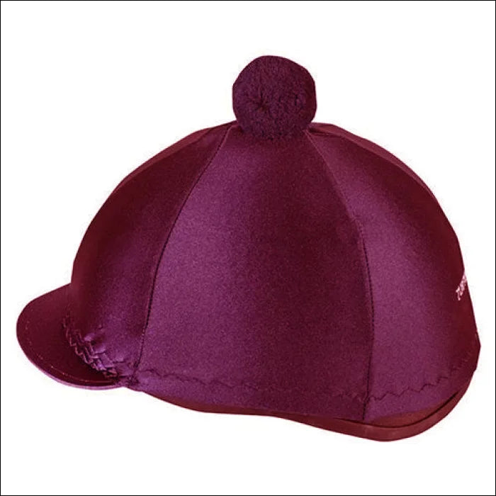 Turfmasters Lycra Hat Silk with PomPom - Burgundy