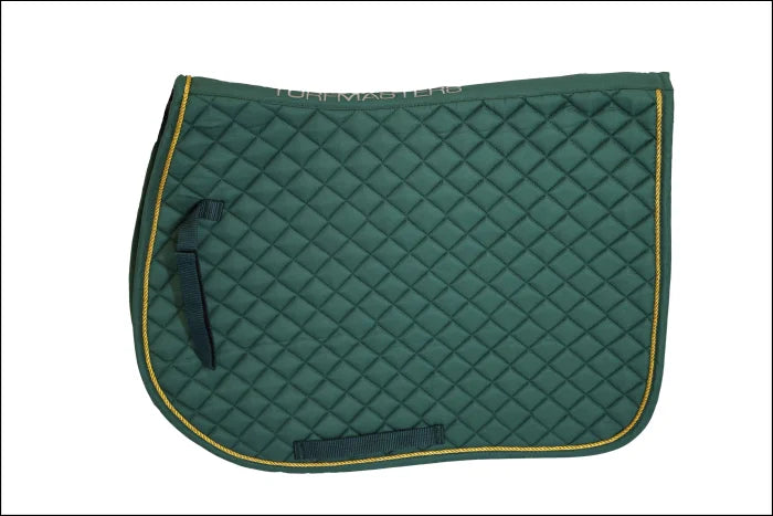 Turfmasters Piped Saddlepad - Green/Gold / Pony/Cob
