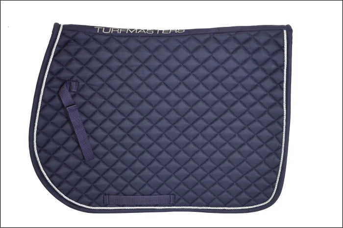 Turfmasters Piped Saddlepad - Navy/Silver / Pony/Cob