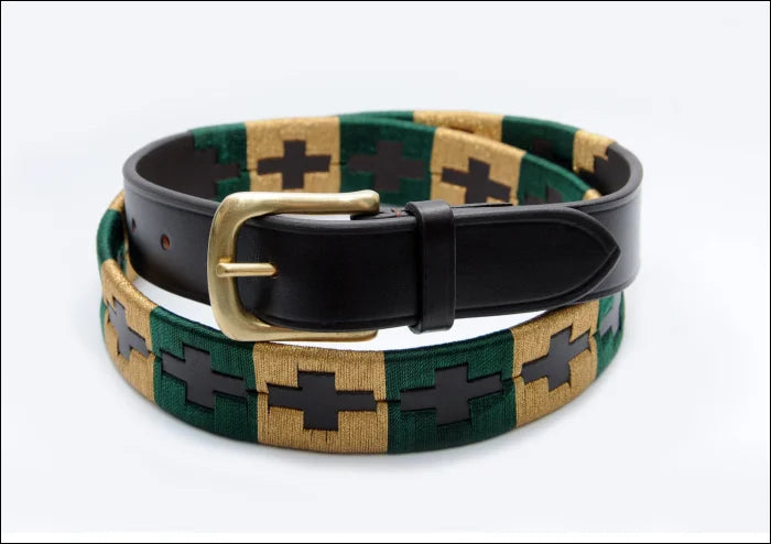 Turfmasters Unisex Polo Belt - Green/Gold / 65cm / 25mm